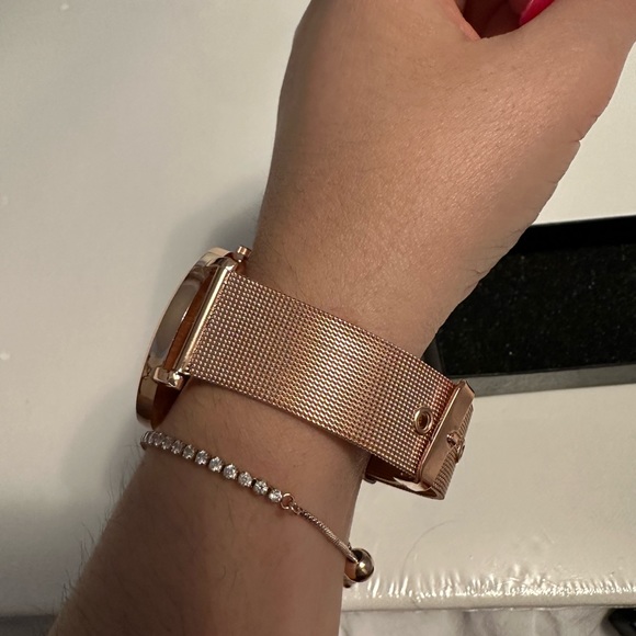 Round Pointer Quartz Watch Large Geo Dial Analog Mesh Strap Wristwatch Women - Picture 4 of 8